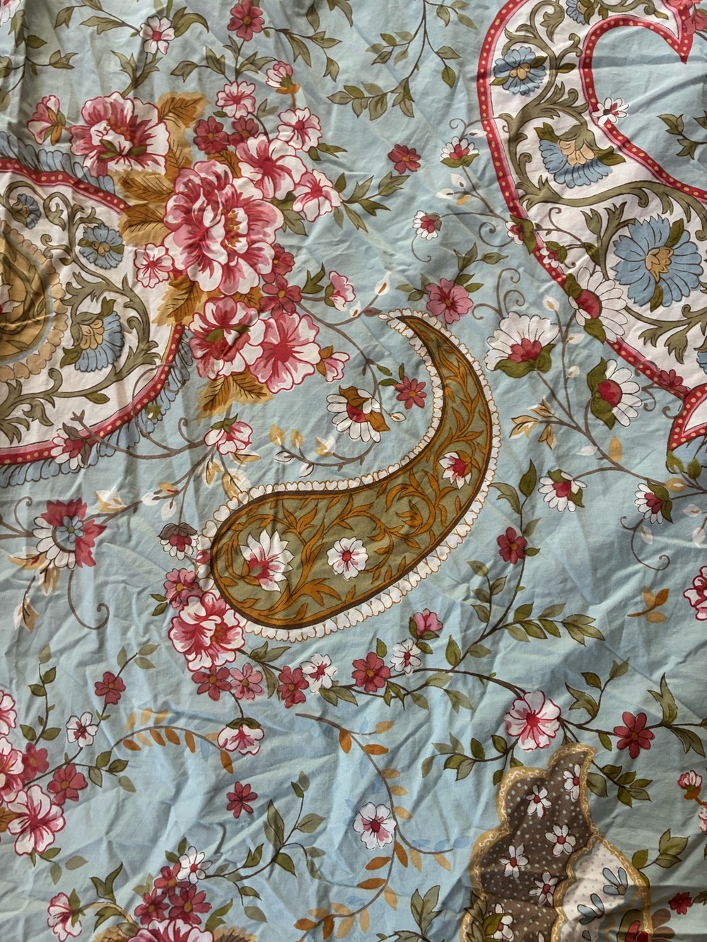 Pottery Barn Alaine Floral Blue and Pink Paisley King Duvet Set
